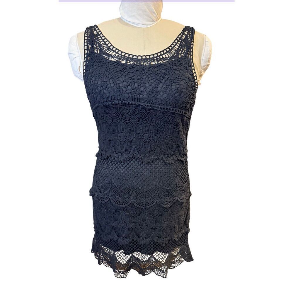 American Eagle Black Crochet Dress Small  Lined Summer Resort